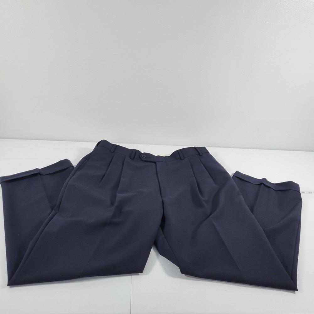 Oscar De La Renta Men's 100 Percent Wool Slacks Size 43x37 Blue